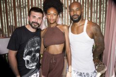 MIAMI BEACH, FLORIDA - JULY 13: Art Hearts Fashion Founder and Executive Director Erik Rosete, Angela Carten, and Tyson Beckford attend the second model casting for Miami Swim Powered by Art Hearts Fashion on July 13, 2022 in Miami Beach, Florida. (Photo by Arun Nevader/Getty Images for Art Hearts)